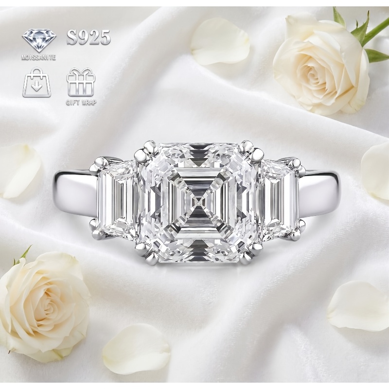 Women's Simple 925 Silver Moissanite Ring, 3CT Elegant Design